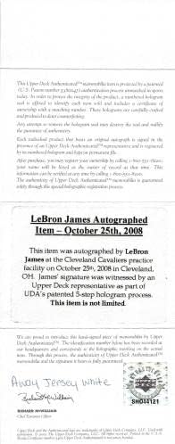 Cavaliers, LeBron James Aláírt Fehér Keretes Mez uda vagy SHO44121 - Dedikált NBA Mezek