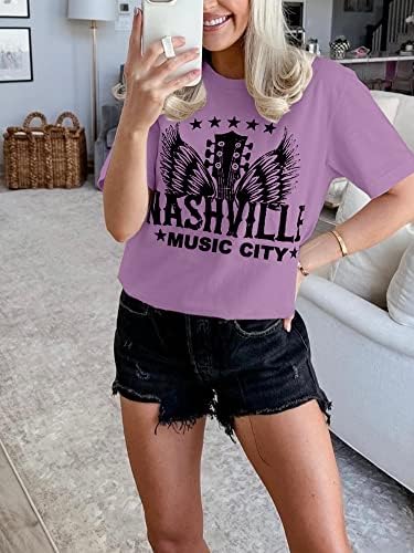 Binshre Női Nashville Tshirt Tennessee Ország Koncert Grafikus Póló Gitár Szárnyak Rock and Roll póló Női