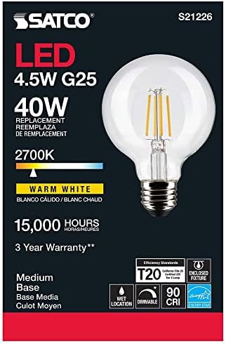 Satco S21226/06 4.5 W-os LED-E26 Izzók, 2700K, 15000 Óra, Minősítés, Szabályozható, 6 Pack