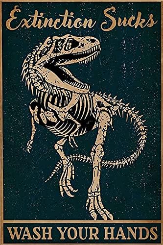 Vintage Fém Adóazonosító Jele, - a Kihalás Szar Mossa meg A Kezét Fém Nyomtatás/Dinoszaurusz Jel/Dinoszaurusz Wall Art/Fiúk