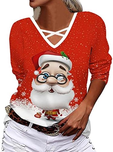 A Nők Karácsonyi Nyomtatás Hölgy Laza Teljes Tshirt Pulóver Maximum Alkalmi Hosszú Ujjú Ing, Női Hosszú Ujjú Sportos